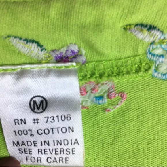 Michael Simon Lite Women's Bright Green Floral Button Front Cardigan Top Size M - Picture 14 of 15
